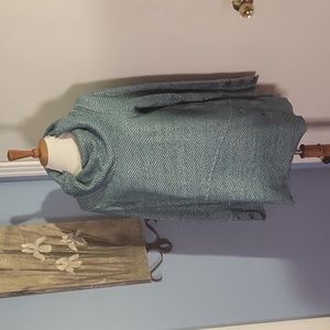 Soft Surroundings Sweater Medium Blue Cowl Buttons